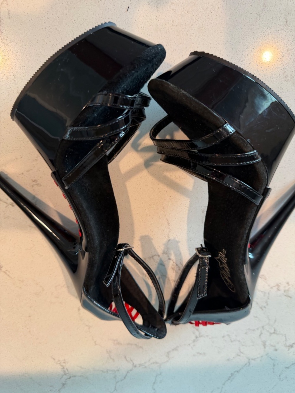 Pleaser Delight  Style 662 Black Platform Strappy  Red Corset 6 inch Heel